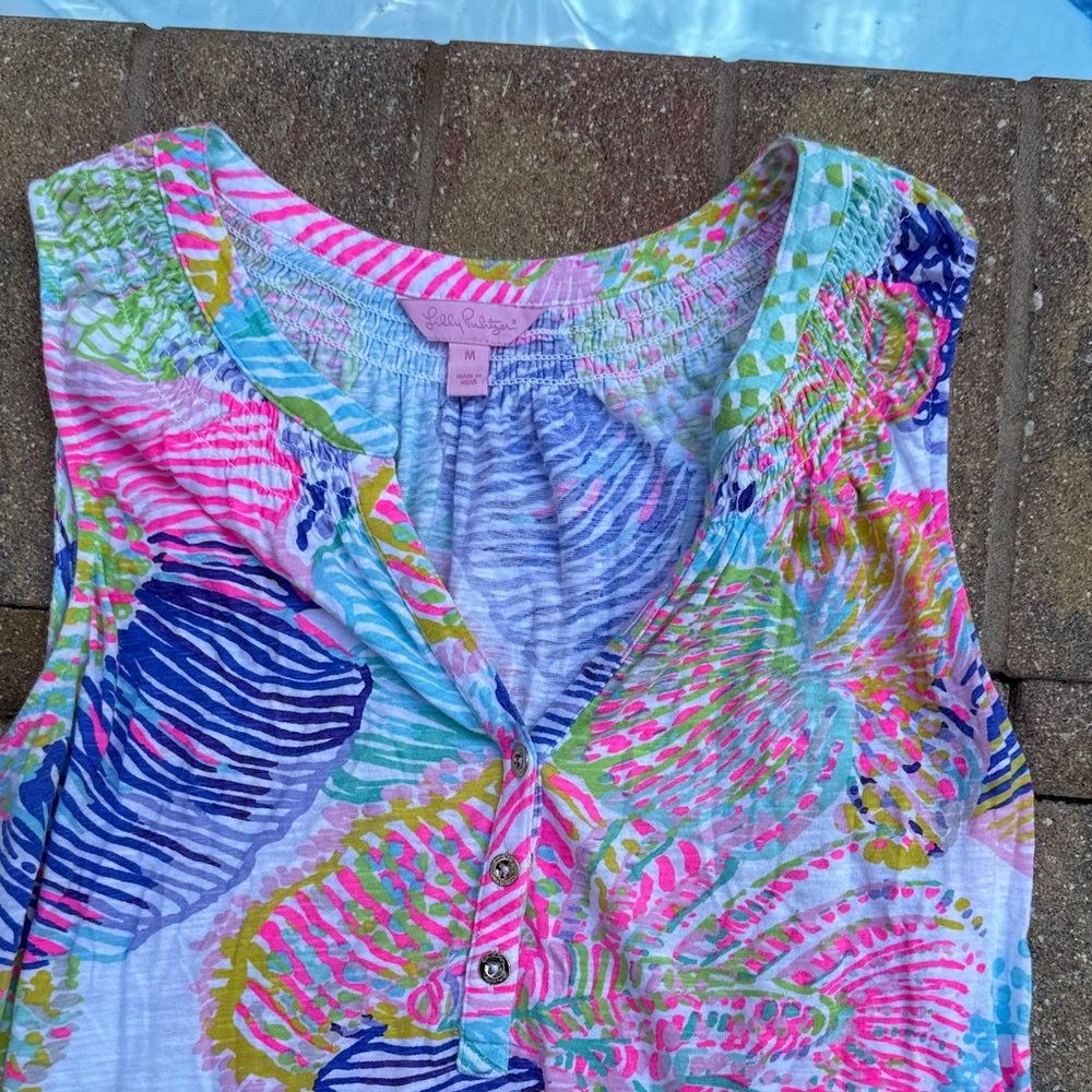 Lilly Pulitzer Pink and Blue Patterned Top - Picture 4 of 6
